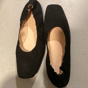Scrunchie back suede flats